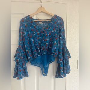 Intimately Free People She’s Dainty blue floral bodysuit